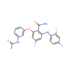 CC(=O)Nc1cccc(Oc2cc(F)cc(Nc3ccc(I)cc3F)c2C(N)=O)c1 ZINC000096905650