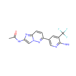 CC(=O)Nc1cn2nc(-c3cnc(N)c(C(F)(F)F)c3)ccc2n1 ZINC000096283493