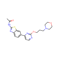 CC(=O)Nc1nc2ccc(-c3ccnc(OCCCN4CCOCC4)n3)cc2s1 ZINC000071329707