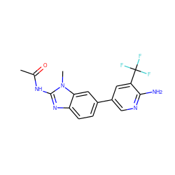 CC(=O)Nc1nc2ccc(-c3cnc(N)c(C(F)(F)F)c3)cc2n1C ZINC000096283488