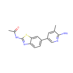 CC(=O)Nc1nc2ccc(-c3cnc(N)c(C)c3)cc2s1 ZINC000096283486