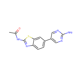 CC(=O)Nc1nc2ccc(-c3cnc(N)nc3)cc2s1 ZINC000096283499