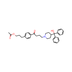 CC(=O)OCCCc1ccc(C(=O)CCCN2CCC(C(O)(c3ccccc3)c3ccccc3)CC2)cc1 ZINC000036351457