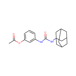 CC(=O)Oc1cccc(NC(=O)NC23CC4CC(CC(C4)C2)C3)c1 ZINC000040916604
