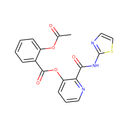 CC(=O)Oc1ccccc1C(=O)Oc1cccnc1C(=O)Nc1nccs1 ZINC000013521957