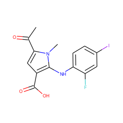 CC(=O)c1cc(C(=O)O)c(Nc2ccc(I)cc2F)n1C ZINC000053298071