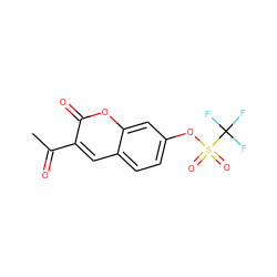 CC(=O)c1cc2ccc(OS(=O)(=O)C(F)(F)F)cc2oc1=O ZINC000066112296