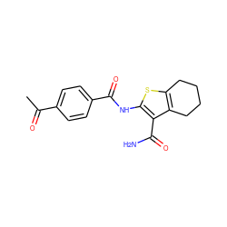 CC(=O)c1ccc(C(=O)Nc2sc3c(c2C(N)=O)CCCC3)cc1 ZINC000001509539