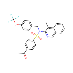 CC(=O)c1ccc(S(=O)(=O)N(Cc2ccc(OC(F)(F)F)cc2)c2ncc3ccccc3c2C)cc1 ZINC000203766533