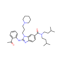 CC(=O)c1ccccc1Nc1nc2ccc(C(=O)N(CCC(C)C)CCC(C)C)cc2n1CCCN1CCCCC1 ZINC000028823399
