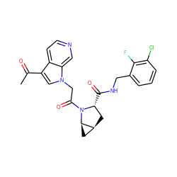 CC(=O)c1cn(CC(=O)N2[C@H](C(=O)NCc3cccc(Cl)c3F)C[C@H]3C[C@H]32)c2cnccc12 ZINC000148329966