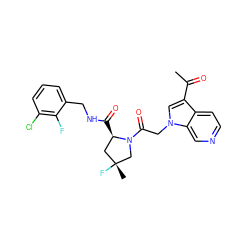 CC(=O)c1cn(CC(=O)N2C[C@](C)(F)C[C@H]2C(=O)NCc2cccc(Cl)c2F)c2cnccc12 ZINC000148188624