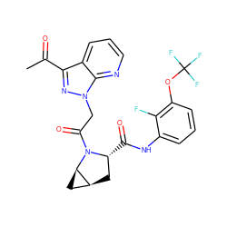 CC(=O)c1nn(CC(=O)N2[C@H](C(=O)Nc3cccc(OC(F)(F)F)c3F)C[C@H]3C[C@H]32)c2ncccc12 ZINC000473179738