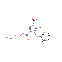 CC(=O)n1cc(C(=O)NOCCO)c(Nc2ccc(I)cc2F)c1C ZINC000053295701
