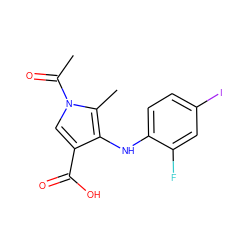 CC(=O)n1cc(C(=O)O)c(Nc2ccc(I)cc2F)c1C ZINC000053276476