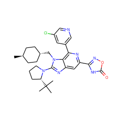 CC(C)(C)[C@@H]1CCCN1c1nc2cc(-c3noc(=O)[nH]3)nc(-c3cncc(Cl)c3)c2n1C[C@H]1CC[C@H](C)CC1 ZINC000261174814