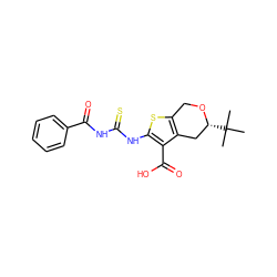 CC(C)(C)[C@@H]1Cc2c(sc(NC(=S)NC(=O)c3ccccc3)c2C(=O)O)CO1 ZINC000199132944