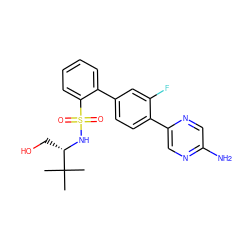 CC(C)(C)[C@H](CO)NS(=O)(=O)c1ccccc1-c1ccc(-c2cnc(N)cn2)c(F)c1 ZINC000224719938