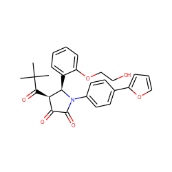 CC(C)(C)C(=O)[C@@H]1C(=O)C(=O)N(c2ccc(-c3ccco3)cc2)[C@@H]1c1ccccc1OCCO ZINC000169695007