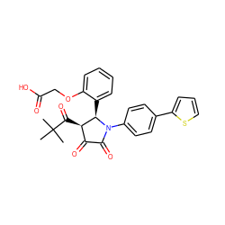 CC(C)(C)C(=O)[C@@H]1C(=O)C(=O)N(c2ccc(-c3cccs3)cc2)[C@@H]1c1ccccc1OCC(=O)O ZINC000169695089