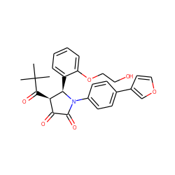 CC(C)(C)C(=O)[C@@H]1C(=O)C(=O)N(c2ccc(-c3ccoc3)cc2)[C@@H]1c1ccccc1OCCO ZINC000169695226