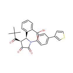 CC(C)(C)C(=O)[C@@H]1C(=O)C(=O)N(c2ccc(-c3ccsc3)cc2)[C@@H]1c1ccccc1C(=O)O ZINC000169695319