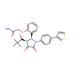 CC(C)(C)C(=O)[C@@H]1C(=O)C(=O)N(c2ccc(-c3ccsc3)cc2)[C@@H]1c1ccccc1OCC(N)=O ZINC000169695210