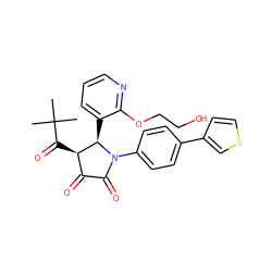 CC(C)(C)C(=O)[C@@H]1C(=O)C(=O)N(c2ccc(-c3ccsc3)cc2)[C@@H]1c1cccnc1OCCO ZINC000169695263