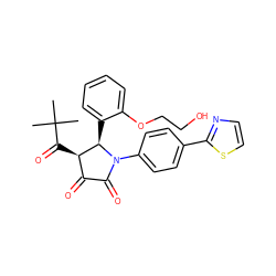 CC(C)(C)C(=O)[C@@H]1C(=O)C(=O)N(c2ccc(-c3nccs3)cc2)[C@@H]1c1ccccc1OCCO ZINC000169695002
