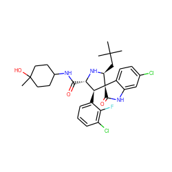 CC(C)(C)C[C@@H]1N[C@@H](C(=O)NC2CCC(C)(O)CC2)[C@H](c2cccc(Cl)c2F)[C@]12C(=O)Nc1cc(Cl)ccc12 ZINC000145426455