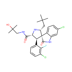 CC(C)(C)C[C@H]1N[C@@H](C(=O)NCC(C)(C)O)[C@H](c2cccc(Cl)c2F)[C@@]12C(=O)Nc1cc(Cl)ccc12 ZINC000147201699