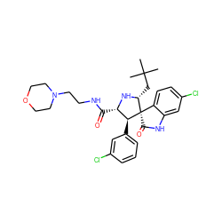 CC(C)(C)C[C@H]1N[C@@H](C(=O)NCCN2CCOCC2)[C@H](c2cccc(Cl)c2)[C@@]12C(=O)Nc1cc(Cl)ccc12 ZINC000036184573