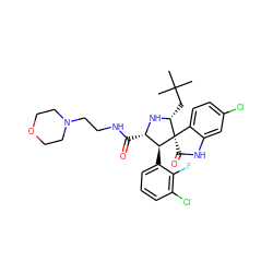 CC(C)(C)C[C@H]1N[C@@H](C(=O)NCCN2CCOCC2)[C@H](c2cccc(Cl)c2F)[C@@]12C(=O)Nc1cc(Cl)ccc12 ZINC000036184574