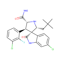 CC(C)(C)C[C@H]1N[C@@H](C(N)=O)[C@H](c2cccc(Cl)c2F)[C@@]12C(=O)Nc1cc(Cl)ccc12 ZINC000167429559