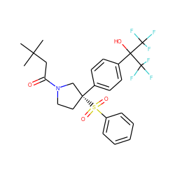 CC(C)(C)CC(=O)N1CC[C@@](c2ccc(C(O)(C(F)(F)F)C(F)(F)F)cc2)(S(=O)(=O)c2ccccc2)C1 ZINC001772655942