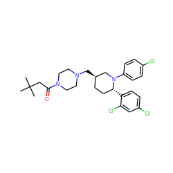 CC(C)(C)CC(=O)N1CCN(C[C@@H]2CC[C@@H](c3ccc(Cl)cc3Cl)N(c3ccc(Cl)cc3)C2)CC1 ZINC000049746487