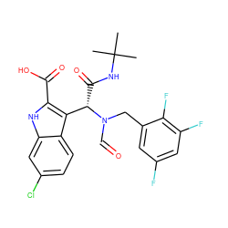 CC(C)(C)NC(=O)[C@@H](c1c(C(=O)O)[nH]c2cc(Cl)ccc12)N(C=O)Cc1cc(F)cc(F)c1F ZINC000220381965