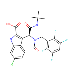 CC(C)(C)NC(=O)[C@H](c1c(C(=O)O)[nH]c2cc(Cl)ccc12)N(C=O)Cc1c(F)c(F)cc(F)c1F ZINC000113879009