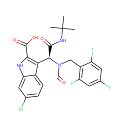 CC(C)(C)NC(=O)[C@H](c1c(C(=O)O)[nH]c2cc(Cl)ccc12)N(C=O)Cc1c(F)cc(F)cc1F ZINC000113879327