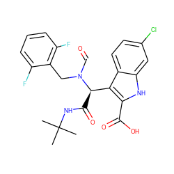 CC(C)(C)NC(=O)[C@H](c1c(C(=O)O)[nH]c2cc(Cl)ccc12)N(C=O)Cc1c(F)cccc1F ZINC000113879133