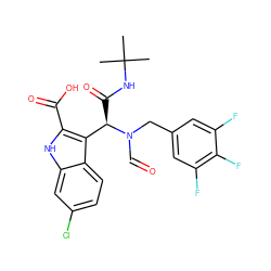 CC(C)(C)NC(=O)[C@H](c1c(C(=O)O)[nH]c2cc(Cl)ccc12)N(C=O)Cc1cc(F)c(F)c(F)c1 ZINC000113887669