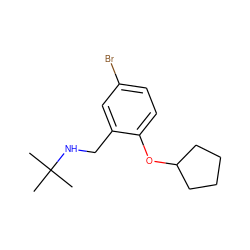 CC(C)(C)NCc1cc(Br)ccc1OC1CCCC1 ZINC000004418297