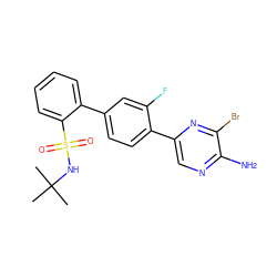 CC(C)(C)NS(=O)(=O)c1ccccc1-c1ccc(-c2cnc(N)c(Br)n2)c(F)c1 ZINC000224850680