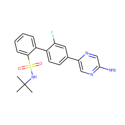 CC(C)(C)NS(=O)(=O)c1ccccc1-c1ccc(-c2cnc(N)cn2)cc1F ZINC000224818695