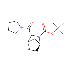 CC(C)(C)OC(=O)N1[C@H]2CC[C@@H](C2)[C@@H]1C(=O)N1CCCC1 ZINC000100771334