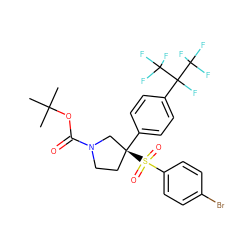 CC(C)(C)OC(=O)N1CC[C@](c2ccc(C(F)(C(F)(F)F)C(F)(F)F)cc2)(S(=O)(=O)c2ccc(Br)cc2)C1 ZINC001772575967