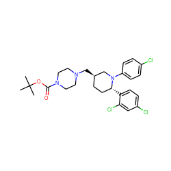 CC(C)(C)OC(=O)N1CCN(C[C@@H]2CC[C@@H](c3ccc(Cl)cc3Cl)N(c3ccc(Cl)cc3)C2)CC1 ZINC000049766919