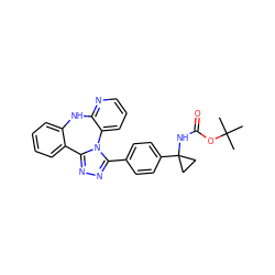 CC(C)(C)OC(=O)NC1(c2ccc(-c3nnc4n3-c3cccnc3Nc3ccccc3-4)cc2)CC1 ZINC000096174156