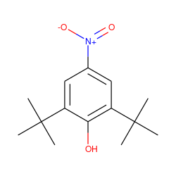 CC(C)(C)c1cc([N+](=O)[O-])cc(C(C)(C)C)c1O ZINC000002513362