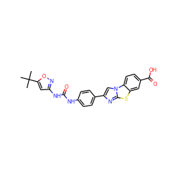 CC(C)(C)c1cc(NC(=O)Nc2ccc(-c3cn4c(n3)sc3cc(C(=O)O)ccc34)cc2)no1 ZINC000045317669